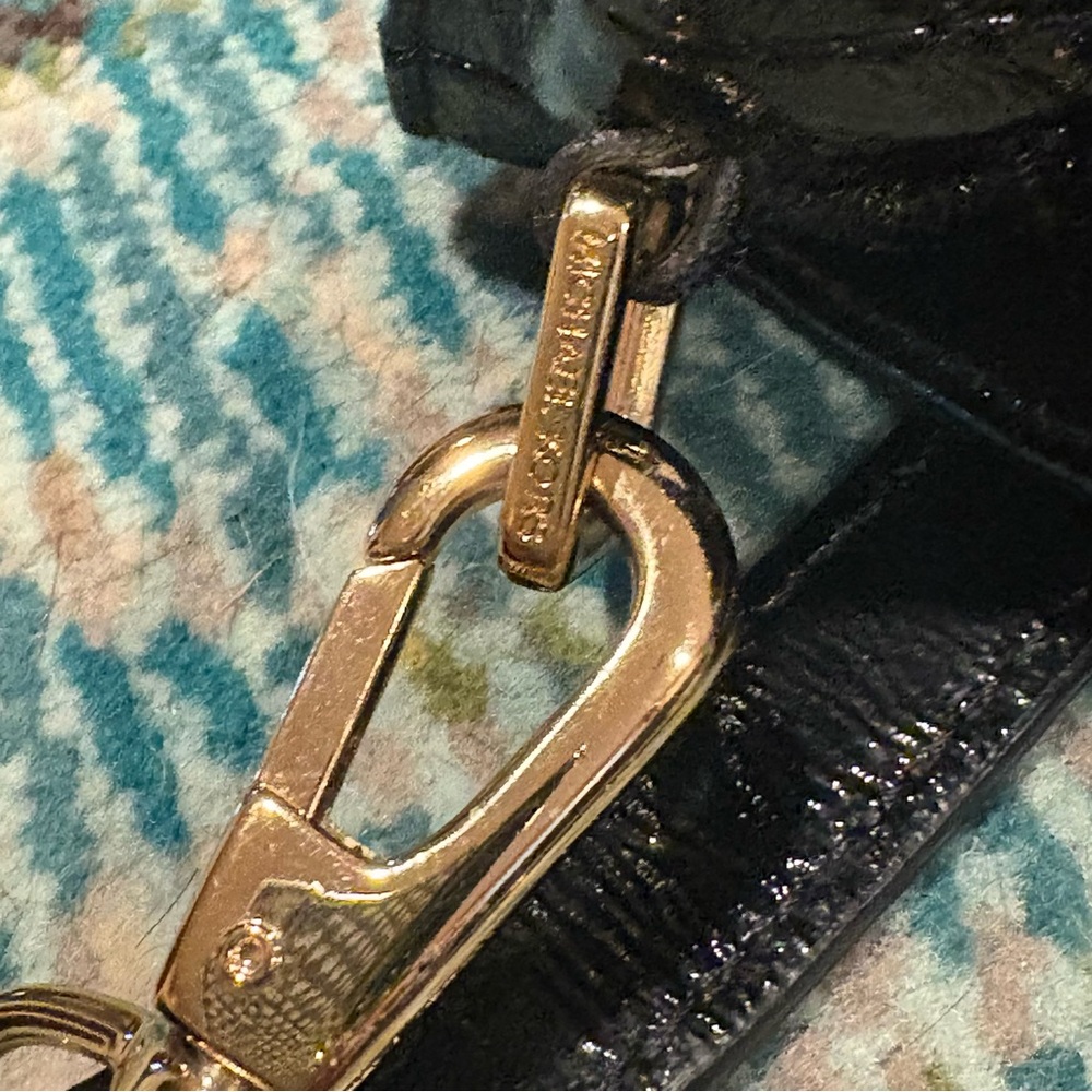 Michael Kors Gandervoort Black Vinyl Tote Leather Purse Carryall GUC Adjustable - Picture 8 of 13